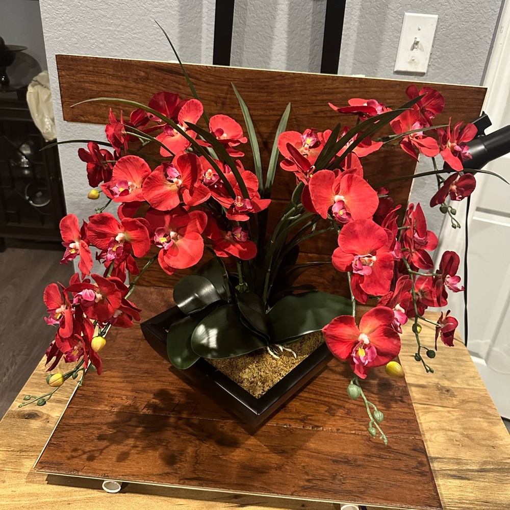 Elegant Red Orchid Arrangement